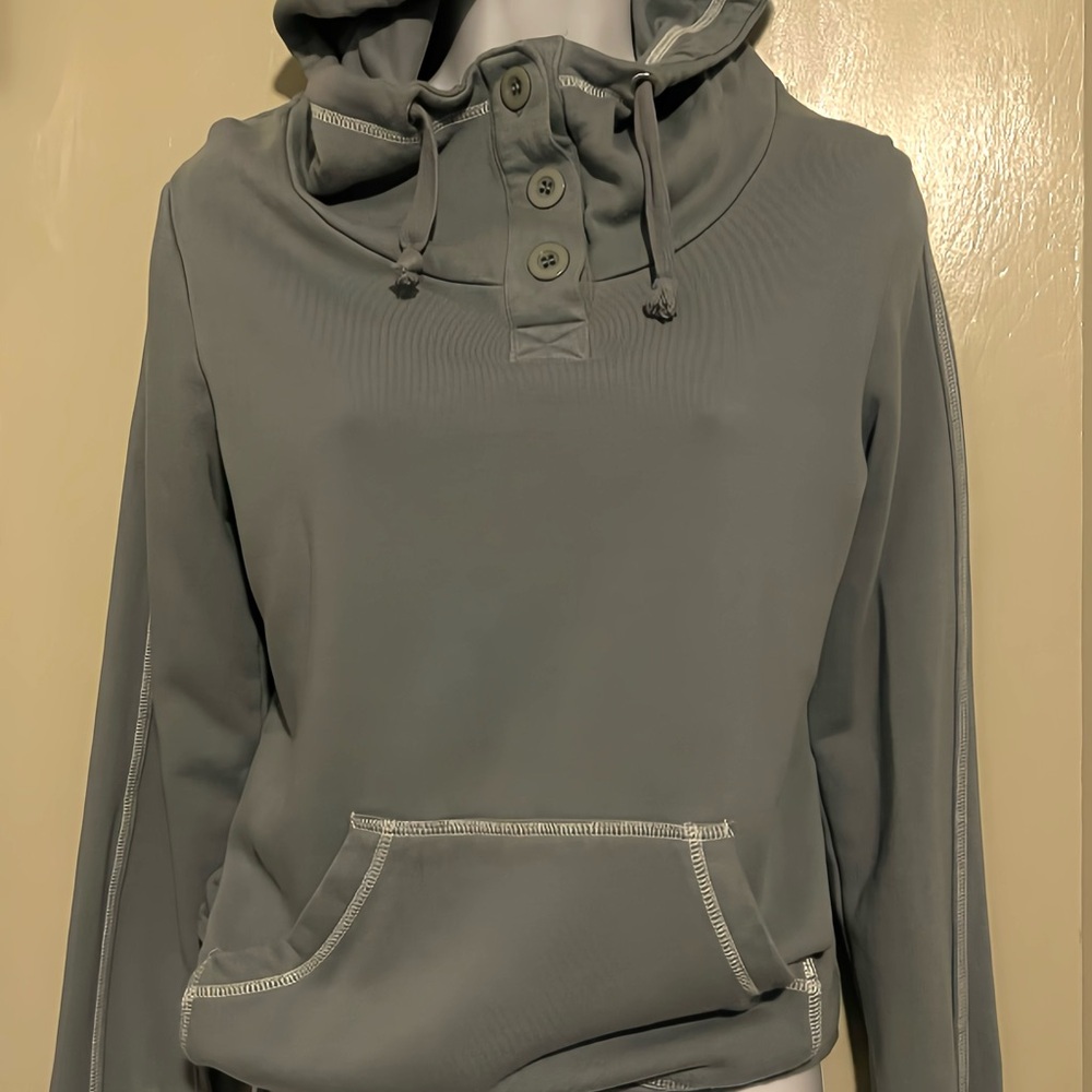 Arbor Gray Women's Hoodie with Button Accents
